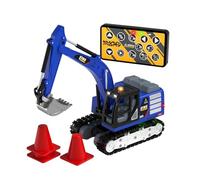 Colcolo Mini Engin de Construction Véhicule Télécommandé Camion Travaux Pelle Articulée avec Mouvement Réaliste Lumière Adapté aux Enfants Fête Anniversaire Jeu Collectif, Bleu Foncé