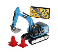 Colcolo Mini Engin de Construction Véhicule Télécommandé Camion Travaux Pelle Articulée avec Mouvement Réaliste Lumière Adapté aux Enfants Fête Anniversaire Jeu Collectif, Bleu