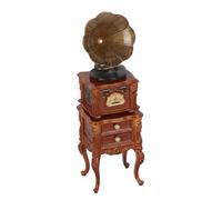 Colcolo Miniature Phonograph Objet Décoration avec Rétréci et Finition Sombre pour Créer Une Ambiance Chaleureuse sur Un Buffet et Une Étagère