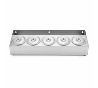 Colcolo Organisateur Condiments en Acier Inoxydable avec Six Emplacements Ronds et Couvercles à Centre Rangement d'Assaisonnement Stable pour Table Buffet et Comptoir, style to 1