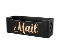 Colcolo Organisateur de courrier en Bois, Support Mural ou Bureau pour comptoir, Panier à courrier Noir léger, boîte Porte-Lettre Rustique multifonctionnelle