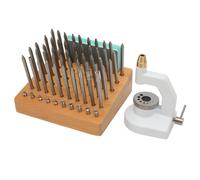 Colcolo Outil de Pression Montre Kit de Réparation Watch Repair Punch Presse à Main avec Levier Plateau Métallique Porte Poinçons Bois Assortiment 60 Pièces