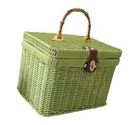 Colcolo Panier de rangement tissé à la main, panier cadeau, étui décoratif, présentoir, organisateur de valise pour fête à thème, dortoir, Nouvel An, Vert 20x21x27cm