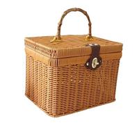 Colcolo Panier de rangement tissé à la main, panier cadeau, étui décoratif, présentoir, organisateur de valise pour fête à thème, dortoir, Nouvel An, Marron 20x21x27cm