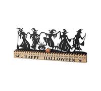Colcolo Panneau de compte à rebours de sorcière d'Halloween, décoration d'Halloween, ornement de bureau décoratif en bois, décoration de table pour
