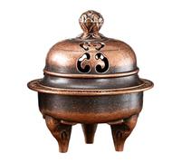Colcolo Petit brûleur d'encens décoratif, porte-encens ajouré pour cônes/spirales, en métal, pour salon de thé, bureau, chambre, salon ou armoire, Cuivre