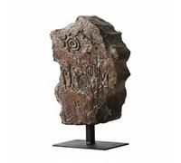 Colcolo Pièce d'art Décorative Statue Sculpture Ornement Figurine en Matériau Composite Imitant la Pierre avec Esthétique Wabi sur Base Métallique Adaptée aux