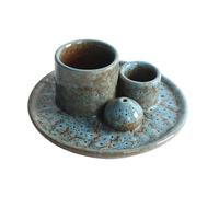 Colcolo Porte-bougies en céramique, porte-encens en sauge et, décoration de bureau, brûleur d'encens 4 en 1, idéal pour une pendaison de, Bleu Clair