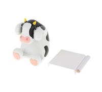 Colcolo Porte-notes autocollant en forme de vache, ornement de table mignon, avec porte-stylo, statue décorative, figurine animale pour la maison, le bureau, Noir