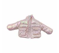 Colcolo pour Poupée Veste Matelassée Poches Capuche Accessoire Mode Textile Texture Confort Perle Adaptée aux Enfants Décoration Collection de Poupées , Rose