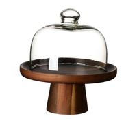 Colcolo Présentoir à gâteaux en bois avec couvercle en verre, support à Dessert multifonctionnel, assiette à gâteaux, assiette de service pour fête, pour un gâteau de 4 pouces