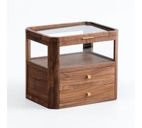 Colcolo Rangement Bureau à Casiers Multiples en Bois avec Vitré pour Trier Petits Objets et Ustensiles, Noyer Noir, Meuble À Cinq Faces À Deux Tiroirs