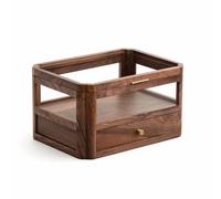 Colcolo Rangement Bureau à Casiers Multiples en Bois avec Vitré pour Trier Petits Objets et Ustensiles, Noyer Noir, Meuble À Cinq Faces À Un Tiroir