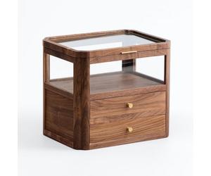 Colcolo Rangement Bureau à Casiers Multiples en Bois avec Vitré pour Trier Petits Objets et Ustensiles, Noyer Noir, Meuble À Cinq Faces À Deux Tiroirs