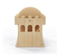 Colcolo Roue à Griffer pour Chat Jouet Interactif Grattoir Balle Rotative Cadre Bois Rouleau pour Canaliser l'Instinct de Chasse et Prévenir Les Dégâts, 15 Cm, Château