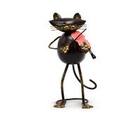 Colcolo Saxophoniste Figurine Chat Sculpture Métal Art Table Ornement Unique Stabilité Adaptée Bureau Salon Entrée, Chat Jouant du Violon