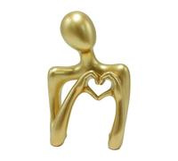 Colcolo Sculpture en résine représentant des mains en forme de cœur doré, petite sculpture décorative pour bureau, chambre, salon, bibliothèque