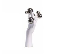 Colcolo Sculpture Main en Acier Inoxydable Géométrique Statute Main Sphères Géométriques Moderne Décoration Table en Métal Plaqué pr Bureau, Argent, 13x15x28CM