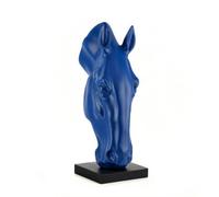 Colcolo Sculpture Statue Buste Figurine Ornement Résine Surface Brillante Montée sur Socle Ébène pour Décor Raffiné Adaptée à Entrée Salon Accueil, Bleu