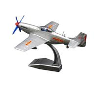 Colcolo Simulation 1:48 P51 Modèle d'avion Miniature Jouets Ornement avec Base Rétro Modèle de Chasseur pour Chambre Café Bar Bibliothèque Maison, ROUGE
