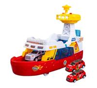 Colcolo Simulation Boat de feu Mini Diecast Alloy Car ouverte Cabine Collectible Véhicules pour les enfants de 3 4 5 ans 6 ans filles garçons, Rouge