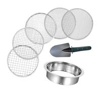 Colcolo Soil Sifter Set with Interchangeable Meshes Reusable Garden Riddle Sieve Soil Sifters Strains for Planting Potting Yard, Pelle Verte à 5 Mailles