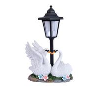 Colcolo Statue de cygne décorative pour jardin extérieur avec lanterne solaire - Décoration artisanale - Idée cadeau de pendaison de crémaillère - Lampe