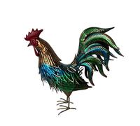 Colcolo Statue de jardin décorative en métal représentant un coq, décoration pour la cuisine, Noël, l'extérieur, la maison ou la clôture, Coloré