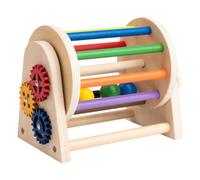 Colcolo Tambour en bois à roulettes, jouet sensoriel pour bébé, facile à manipuler, avec miroir et bouton, puzzle, pour garçons et filles.