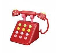 Colcolo Téléphone Jouet en Bois pour Enfants pour Conversations Simulées Téléphone de Jeu d'Imitation Outil Histoire Inventée Accessoire Communication Enfant , Rouge Fraise