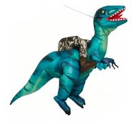 Colcolo Tenue Gonflable Dinosaure pour Enfant avec Queue Longue et Pattes à Griffes pour Rassemblement Costumé et Événement Amusant, 160cm-190cm, Bleu Vélociraptor - Adulte