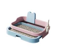 Colcolo Toilettes pour Chien, Support pour Pipi, Grille en Maille, Bassin Anti-Fuite, Enceinte surélevée, Plateau de propreté pour Chien, Tapis, Bleu Rose