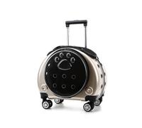 Colcolo Transporteur pour Animaux Boîte de Transport à Roues Valise Rigide Cage Polypropylène Ventilation Latérale Poignée, Doré, Valise De Transport pour Animaux De Compagnie À roulettes