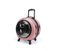 Colcolo Transporteur pour Animaux Valise Transparente Boîte Chariot Cage Coque Rigide Résistante Visibilité Totale Ventilation Visible Roues Faciles à Diriger, Or Rose, 1922