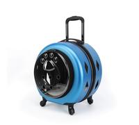Colcolo Transporteur pour Animaux Valise Transparente Boîte Chariot Cage Coque Rigide Résistante Visibilité Totale Ventilation Visible Roues Faciles à Diriger, Bleu Foncé, 1922