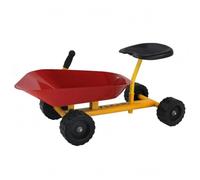 Colcolo Véhicule de Chantier Enfant Chariot Sable Brouette Voiture à Pousser Jouet à Quatre Roues Matériau Acier Carbone et Plastique Poignée de Fouille, Rouge