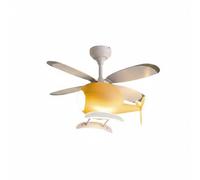 Colcolo Ventilateur de Plafond Enfant Avion avec Éclairage Ventilateur Plafond Enfant Lampe Plafond Luminaire Décoratif, Jaune, Contrôle Vocal Hors Ligne