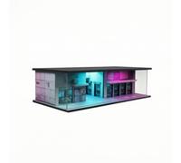 Colcolo Vitrine de Véhicule Boîte d'Exposition Diorama Miniature Scène de Ville Maquette avec Base Sombre Robuste en PVC et pour , MO914305-Scène D Assemblage avec Éclairage Style Cyberpunk 03