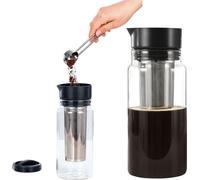 Xavax Cold Brew Cafetière à piston (infusée à froid, machine à thé et à café 2 en 1, machine à café et machine à thé, bouteille de 1 l, verre à froid pour café glacé, machine à tricolate, cafetière)