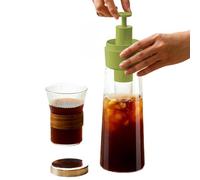 Cold Brew Coffee Maker - Press Glass Pitcher, Removable Mesh Filter, Airtight Drink Machine | Large Capacity Brewer, Studio Cafe Home Fridge Organization Camping Picnic Outdoor Beverages Tool