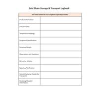 Cold Chain Storage & Transport Logbook: A critical document used to record and monitor the temperature and other relevant conditions of temperature-sensitive products.