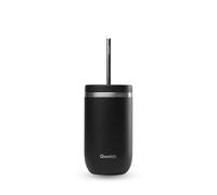 QWETCH - Cold Cup Isotherme avec Paille 470 ml Noir - 24h Glacé & 12h Froid - Inox Recyclé, Anti-Éclaboussure - Idéale pour Boissons Fraîches, Bubble Tea et Café Glacé