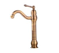 Cold Hot Mixer Vintage Tap, Single Hole Antique Brass Bathroom Vanity Faucet High, Gold