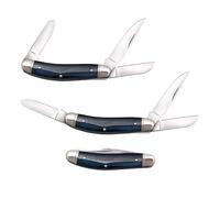 Cold Steel Gentlemen's Stockman Versatile Practical Durable Compact Pocket Folding Knife - 3 Blades; Blue Bone Handle; Slip Joint Lock