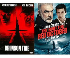 COLD WAR Military Thriller Films: Crimson Tide + The Hunt For Red October Russian Spy Submarine Collection Two Favorites pack DVD