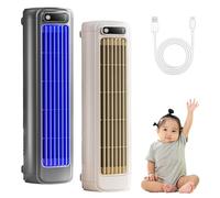 Coldeez Cooling Ace, Portable Bladeless Fan with 3 Speeds, USB Rechargeable, Quiet Desk, Enjoy a Quick, Natural, Hanging and Standing Dual Purpose for Livingroom Bedroom and Office (Gray+Beige)