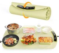COLDFILL Chauffe Plat Electrique - Chauffe Assiette pour Aliments - Plaque Chauffante Electrique avec Sécurité Enfant, Chauffage de Toute la Surface en 5s, 40°C to 110°C Réglables pour Les Fêtes