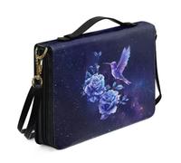Coldinair Étui de protection pour la Bible Galaxy avec bandoulière, colibri et fleur - Sac de protection avec poignée pour femmes et filles