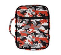 Coldinair Housse de bible camouflage rouge pour hommes et enfants, étui de transport pour livres, sac d'église, sac fourre-tout pour bible avec poche zippée et poignée