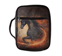 Coldinair Housse de bible pour homme - Motif cheval noir - Sac de transport pour livre d'église - Protection avec poignée et poche zippée
